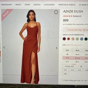 AZAZIE terra cotta bridesmaid dress!